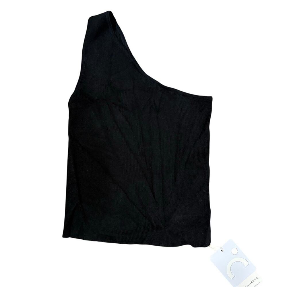 Commense Casual Stretch Solid Black One Shoulder … - image 2